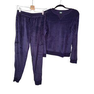 Honeydew Women's Lounge Set Navy Velour Night Cap Fleece Cozy Soft Small 2-Piece